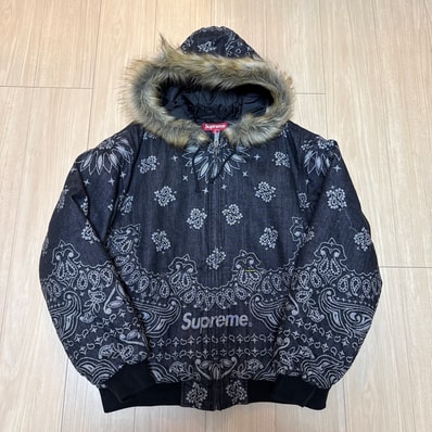 Supreme Bandana Jacquard Denim Hooded Work Jacket "Black"