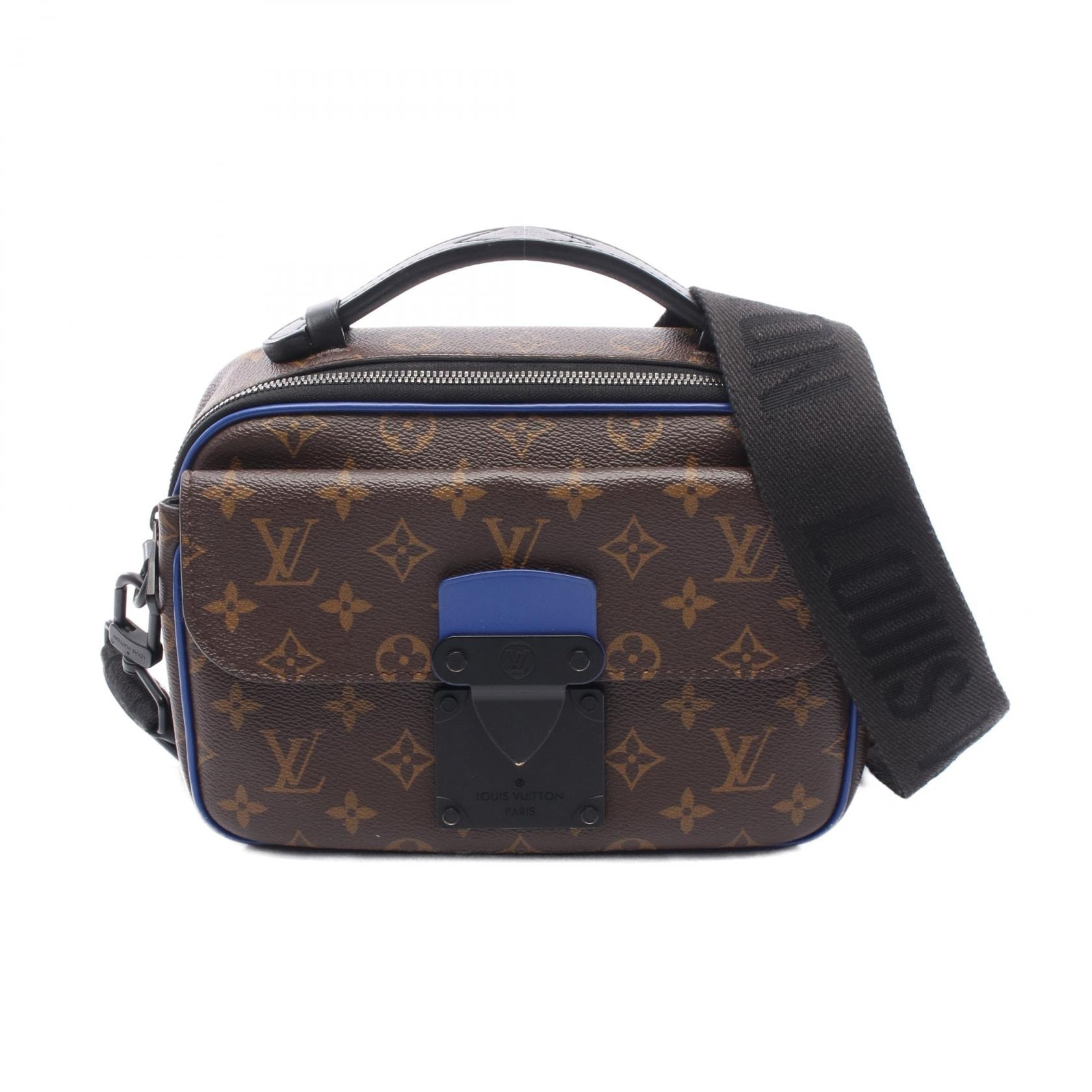 ルイ・ヴィトン LOUIS VUITTON Sロック メッセンジャー ハンドバッグ バッグ PVCコーティングキャンバス レザー モノグラム・マカサー メンズ ブラウン系 / ブルー系 M45863 【中古】