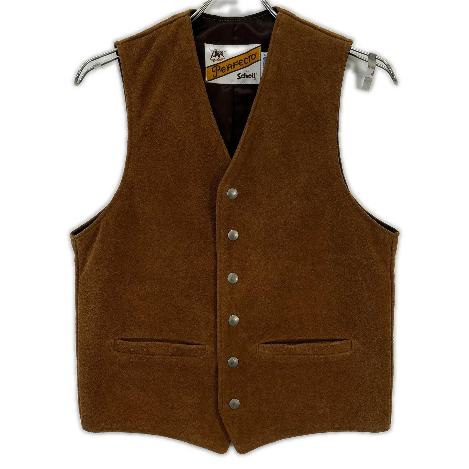 ショット Perfecto 7573 321USV ブラウン SUEDE MC VEST ベスト S