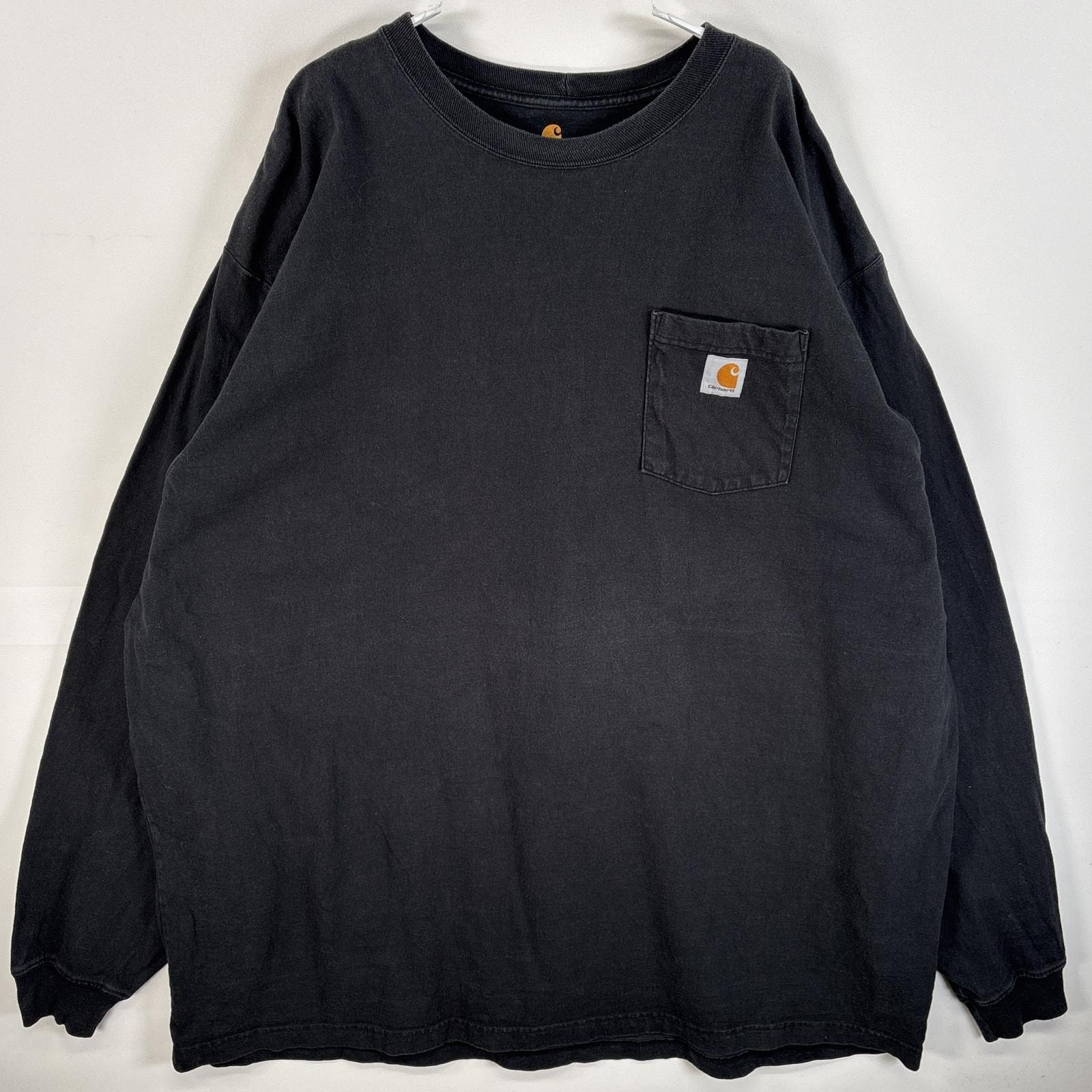 古着 カーハート Carhartt 長袖Tシャツ ワンポイント ロゴ バックラバープリント 肉厚 3XL TALL  ブラック メンズ