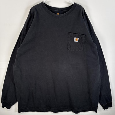 古着 カーハート Carhartt 長袖Tシャツ ワンポイント ロゴ バックラバープリント 肉厚 3XL TALL ブラック メンズ