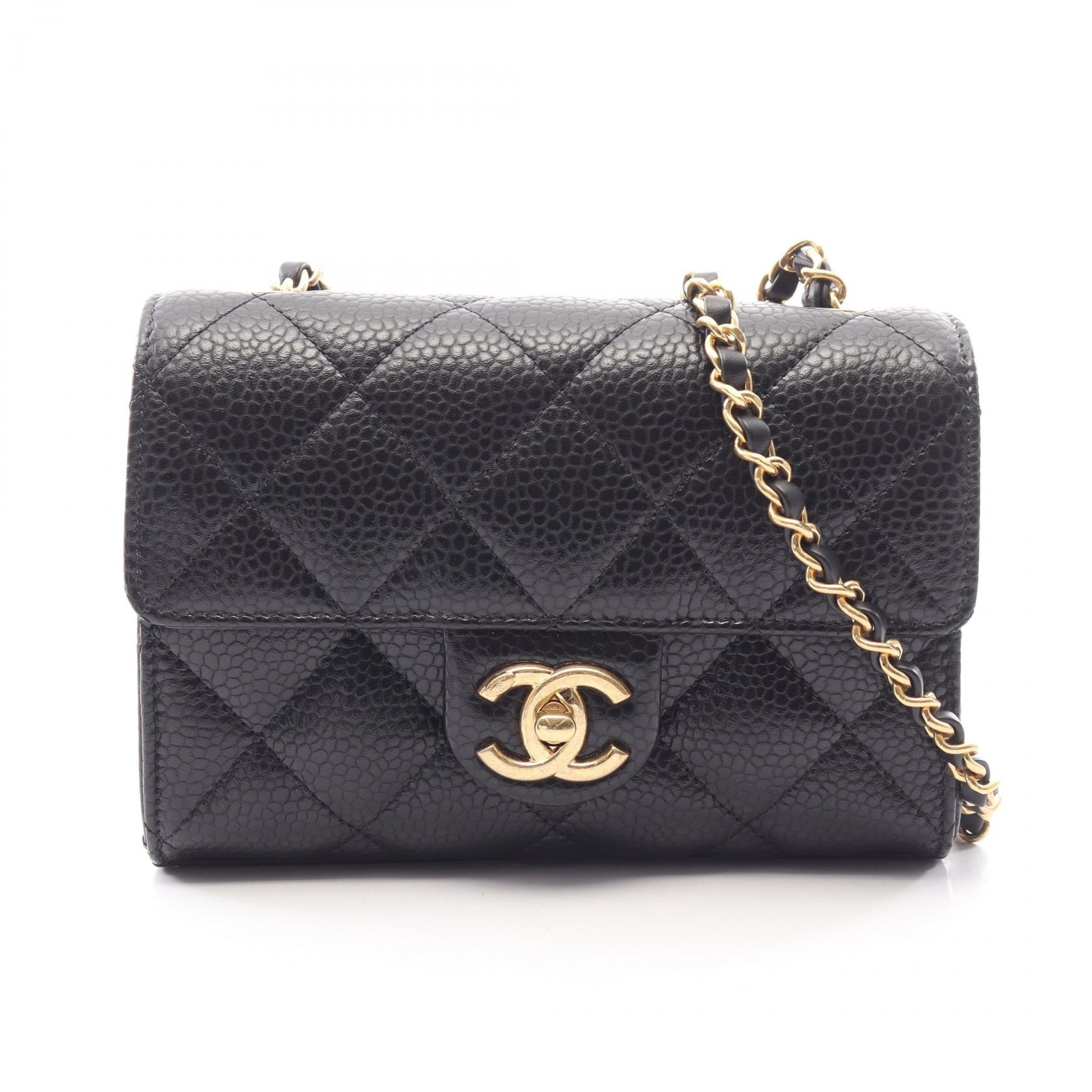 シャネル CHANEL マトラッセ スモールフラップ ショルダーバッグ バッグ キャビアスキン(グレインドカーフ) レディース ブラック系 【中古】