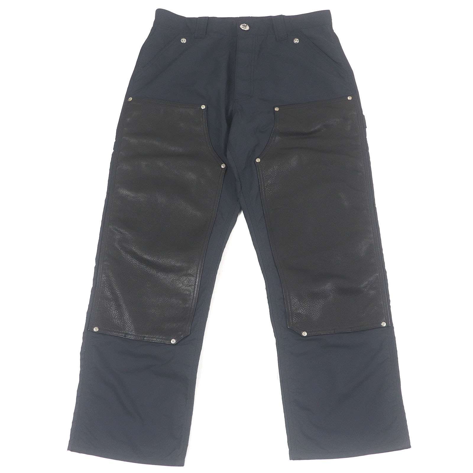 Chrome Hearts Cemetery Cross Patch Double-Knee Carpenter Pants "Dark Navy"