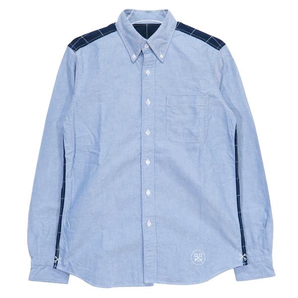 uniform experiment ユニフォームエクスペリメント 20AW BACK WINDOWPANE PANELED B.D SHIRT バック ウィンドウペーン パネル ボタンダウン シャツ ネイビー 長袖 サイズ1