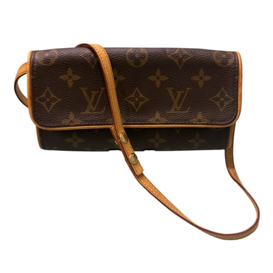 LOUIS VUITTON ルイヴィトン モノグラム ポシェット ツインPM ブラウン PVC レザー/ ショルダーバッグ S1-00166 【中古】