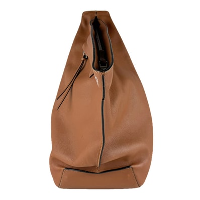 ロエベ LOEWE ボディバッグ アントン スリング レザー ブラウン シルバー メンズ【中古】 z9988