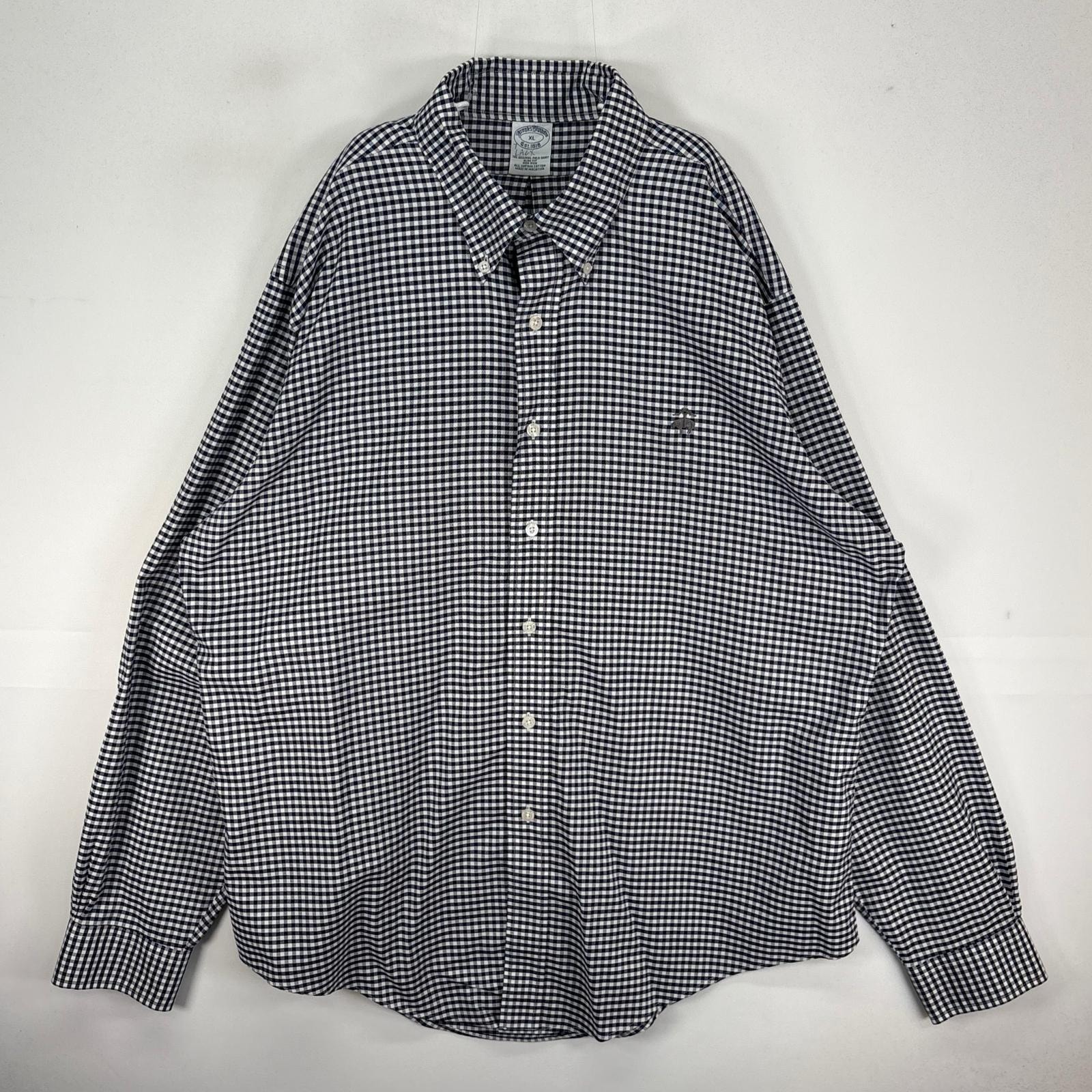 古着 ブルックスブラザーズ Brooks Brothers 長袖シャツ ワンポイント 刺繍ロゴ XL  ネイビー系 チェック メンズ