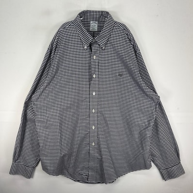 古着 ブルックスブラザーズ Brooks Brothers 長袖シャツ ワンポイント 刺繍ロゴ XL ネイビー系 チェック メンズ