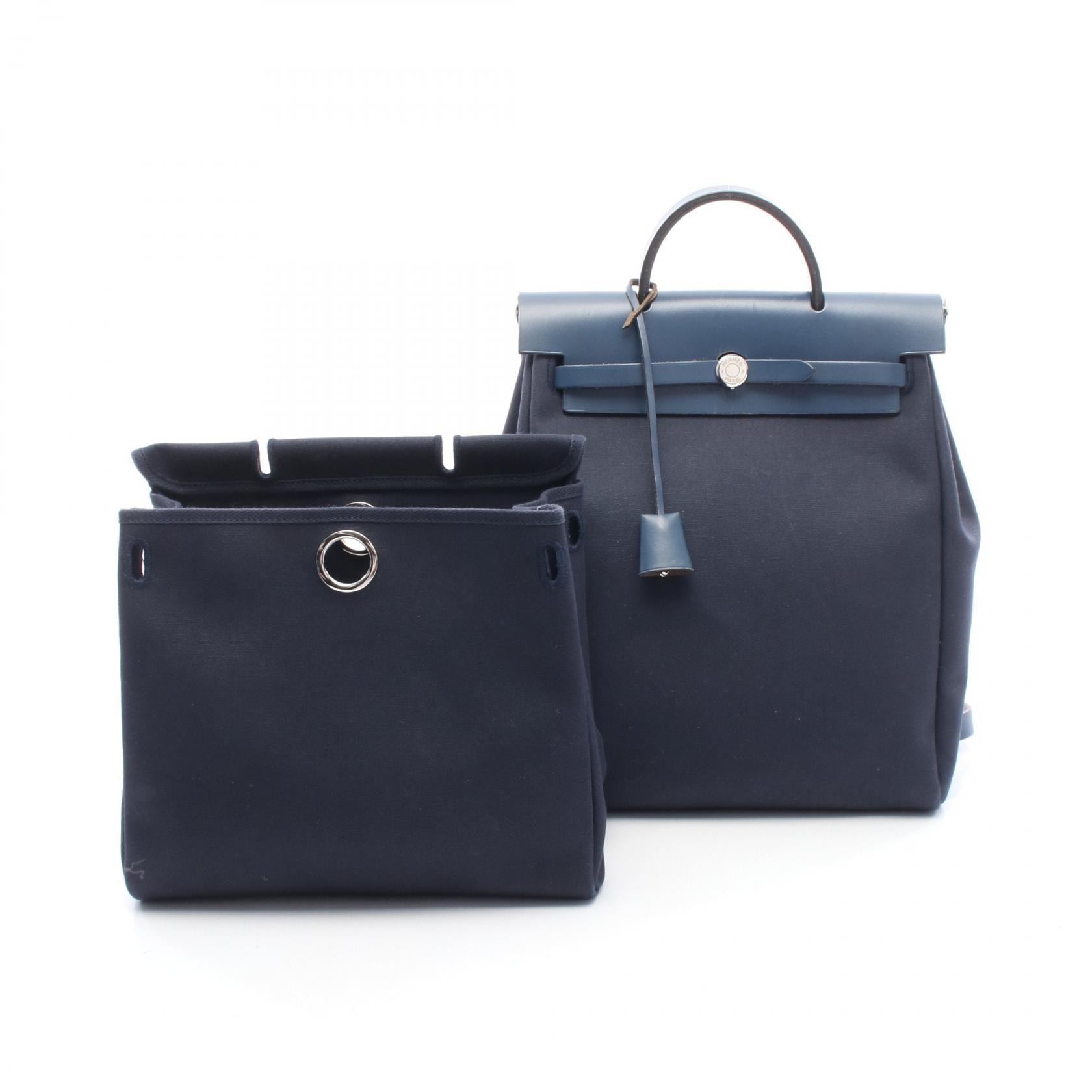 エルメス HERMES エールバッグ アドPM リュックサック バックパック バッグ ヴァッシュハンター / トワルオフィシエ ヴァッシュハンター □E刻印(2001年製造) レディース ネイビー系 【中古】