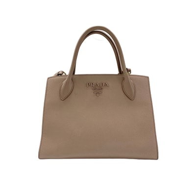 プラダ PRADA レザー 2WAYモノクローム ハンドバッグ【中古】