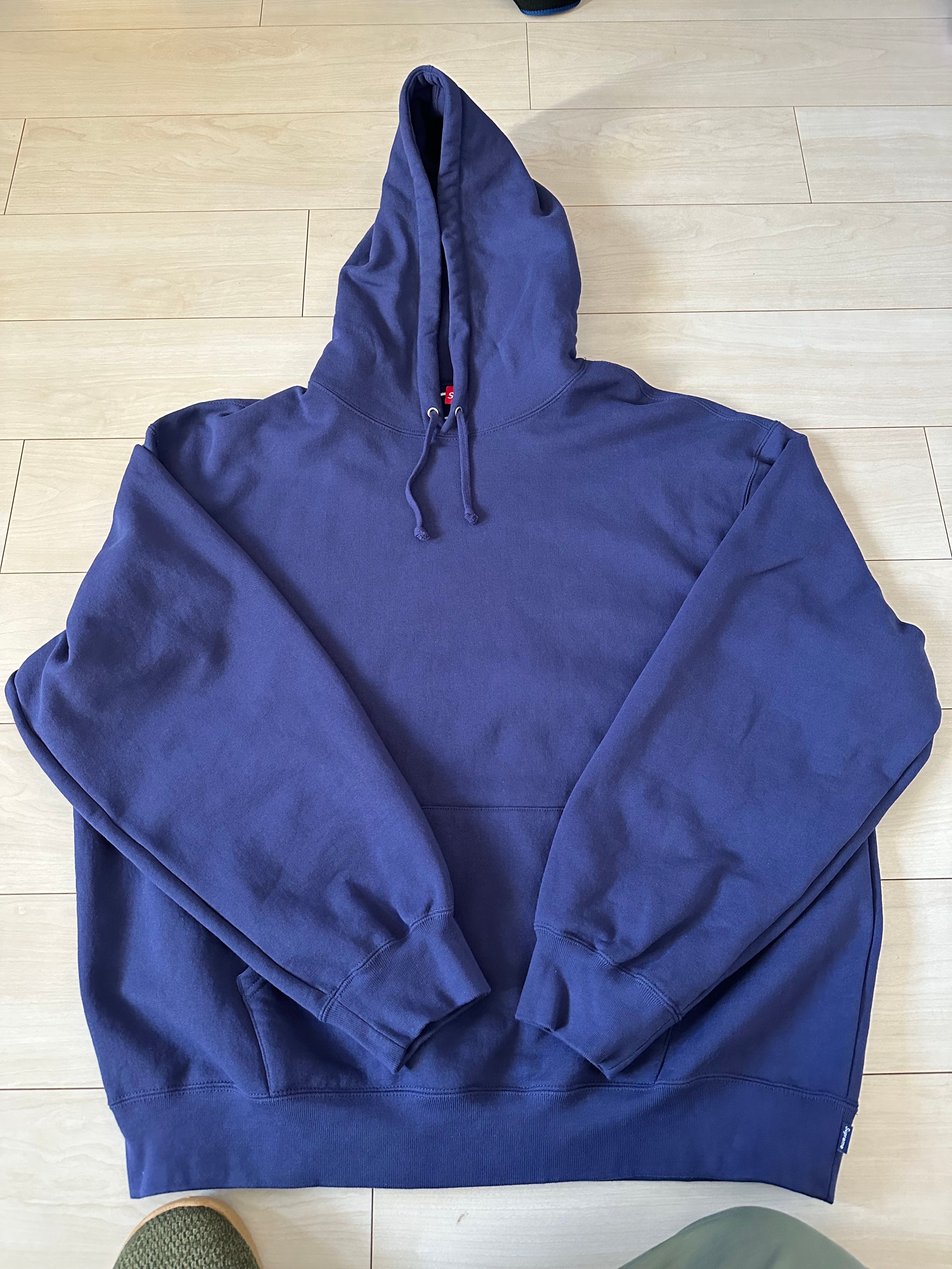 Supreme Satin Applique Hooded Sweatshirt "Washed Navy"