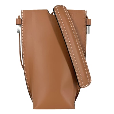 LOEWE ロエベ ショルダーバッグ アナグラム ゲートポケット ポシェット ショルダーポーチ 肩掛け 斜め掛け スマホショルダー レザー ブラウン 茶 シルバー金具 レディース【中古品】