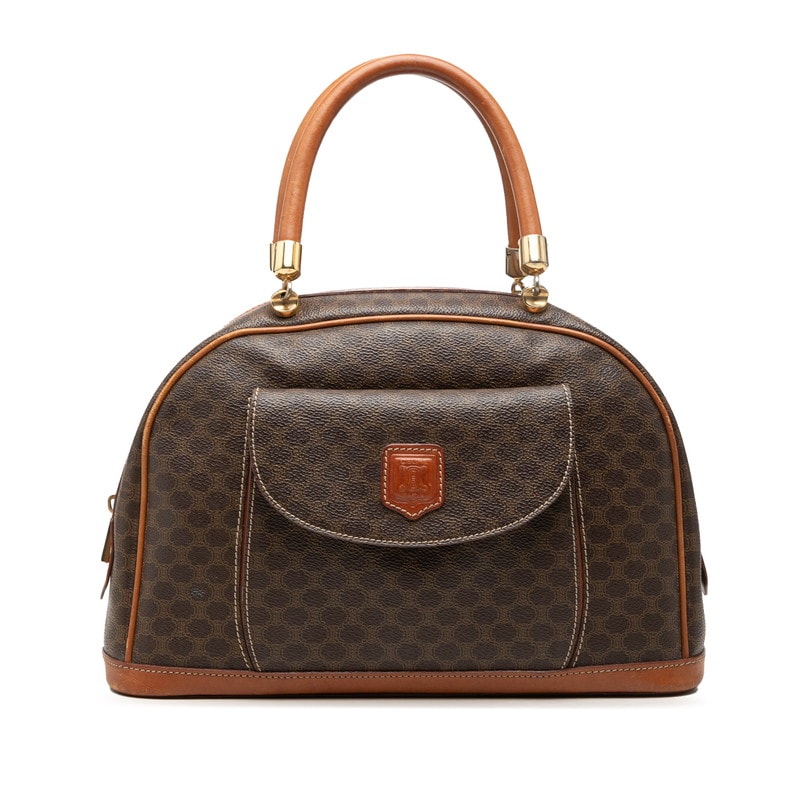 セリーヌ マカダム ハンドバッグ ブラウン PVC レザー レディース CELINE 【中古】