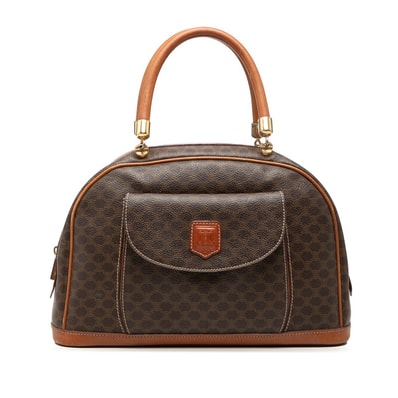 セリーヌ マカダム ハンドバッグ ブラウン PVC レザー レディース CELINE 【中古】
