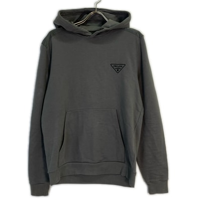 プラダ UJL20A グレー トライアングルロゴ プルオーバー フーディ 23AW