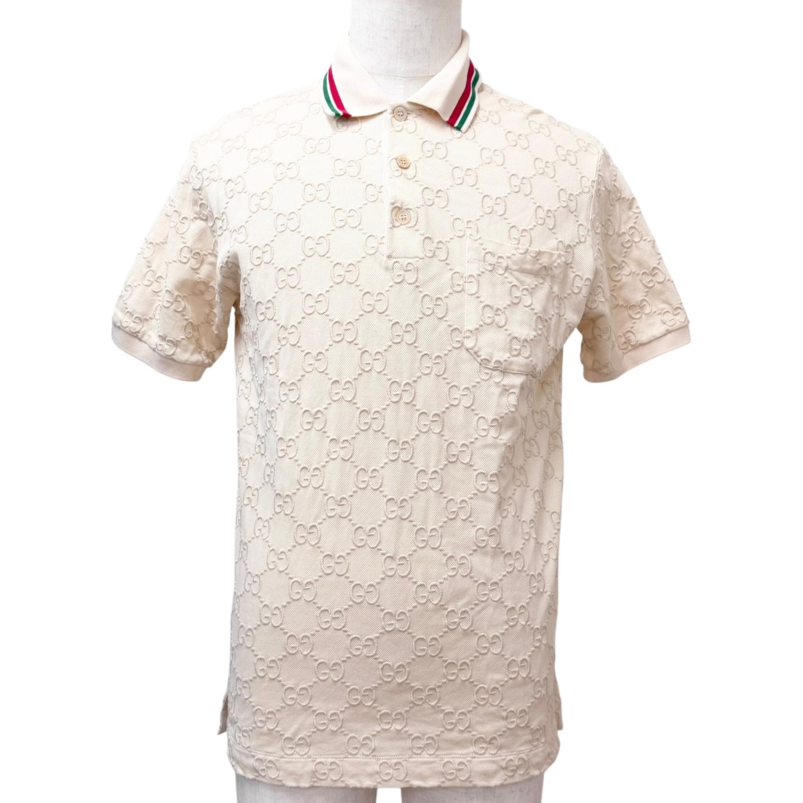 美品 グッチ 半袖ポロシャツ アイボリー メンズ XS 753572