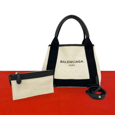 BALENCIAGA バレンシアガ ネイビーカバス ロゴ キャンバス レザー ショルダーバッグ ブラック
18440