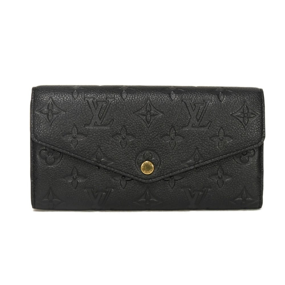 LOUIS VUITTON ルイ・ヴィトン ポルトフォイユ サラ 現行 LVロゴ フラワー エンボス ブラック スナップボタン コンパートメント 札入れ カードケース コインケース RFID ICチップ モノグラム アンプラント ノワール 長財布 M82257