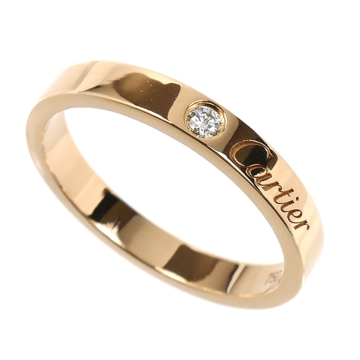 CARTIER カルティエ K18PG ピンクゴールド エングレーブド 1Pダイヤ リング・指輪 B4086455 ダイヤモンド 15号 55 3.7g レディース【中古】【美品】