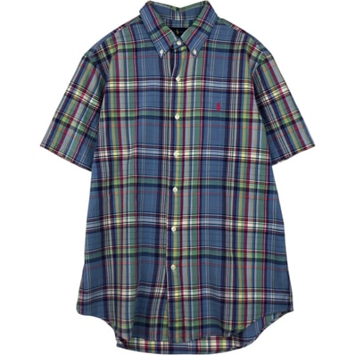古着 ラルフローレン Ralph Lauren マドラスチェック 半袖 ボタンダウン チェックシャツ メンズL相当/eaa638324
