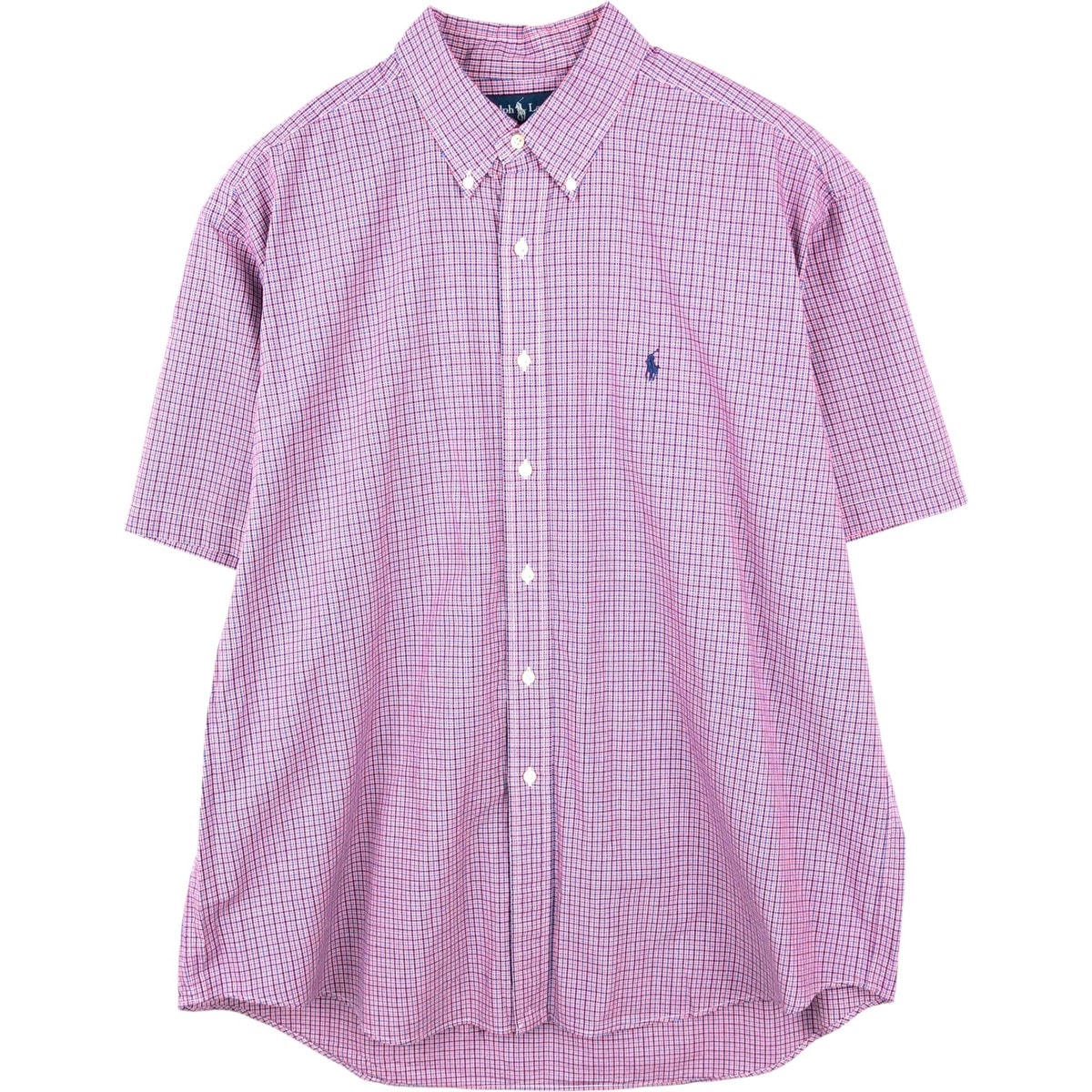 古着 ラルフローレン Ralph Lauren BLAKE 半袖 ボタンダウン チェックシャツ メンズXL相当/eaa670532