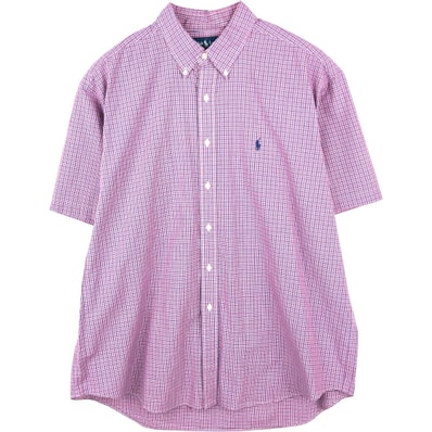 古着 ラルフローレン Ralph Lauren BLAKE 半袖 ボタンダウン チェックシャツ メンズXL相当/eaa670532