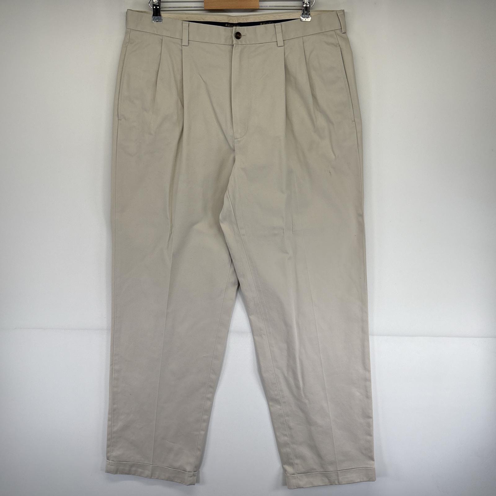 古着 ブルックスブラザーズ Brooks Brothers チノパンツ テーパード ツータック スラックス ジッパーフライ w38 L34 ベージュ メンズ