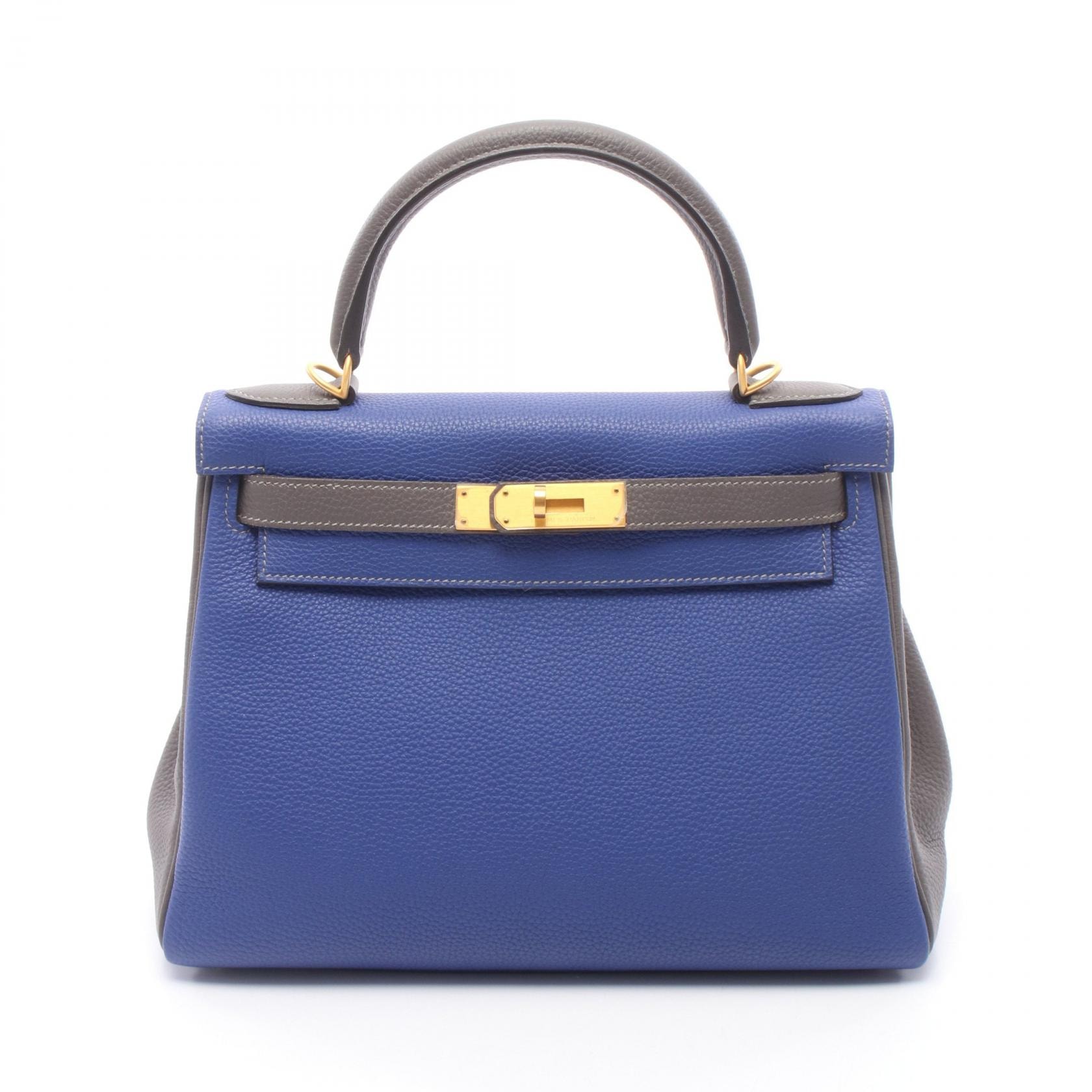 エルメス HERMES ケリー28 パーソナルオーダー 内縫い 2WAY ハンドバッグ バッグ レザー トゴ トゴ ブルーエレクトリック X刻印(2016年製造) レディース ブルー系 / グレー系 【中古】