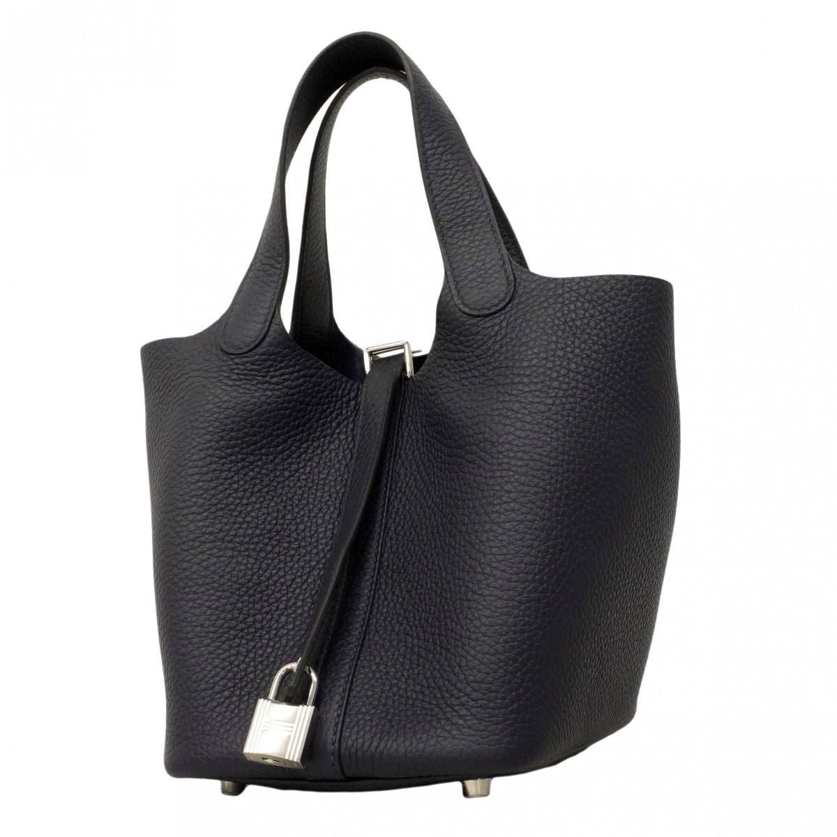 【6cd5331】エルメス ハンドバッグ ピコタンロックPM トリヨンクレマンス ブルーニュイ シルバー金具 U刻印【中古】レディース