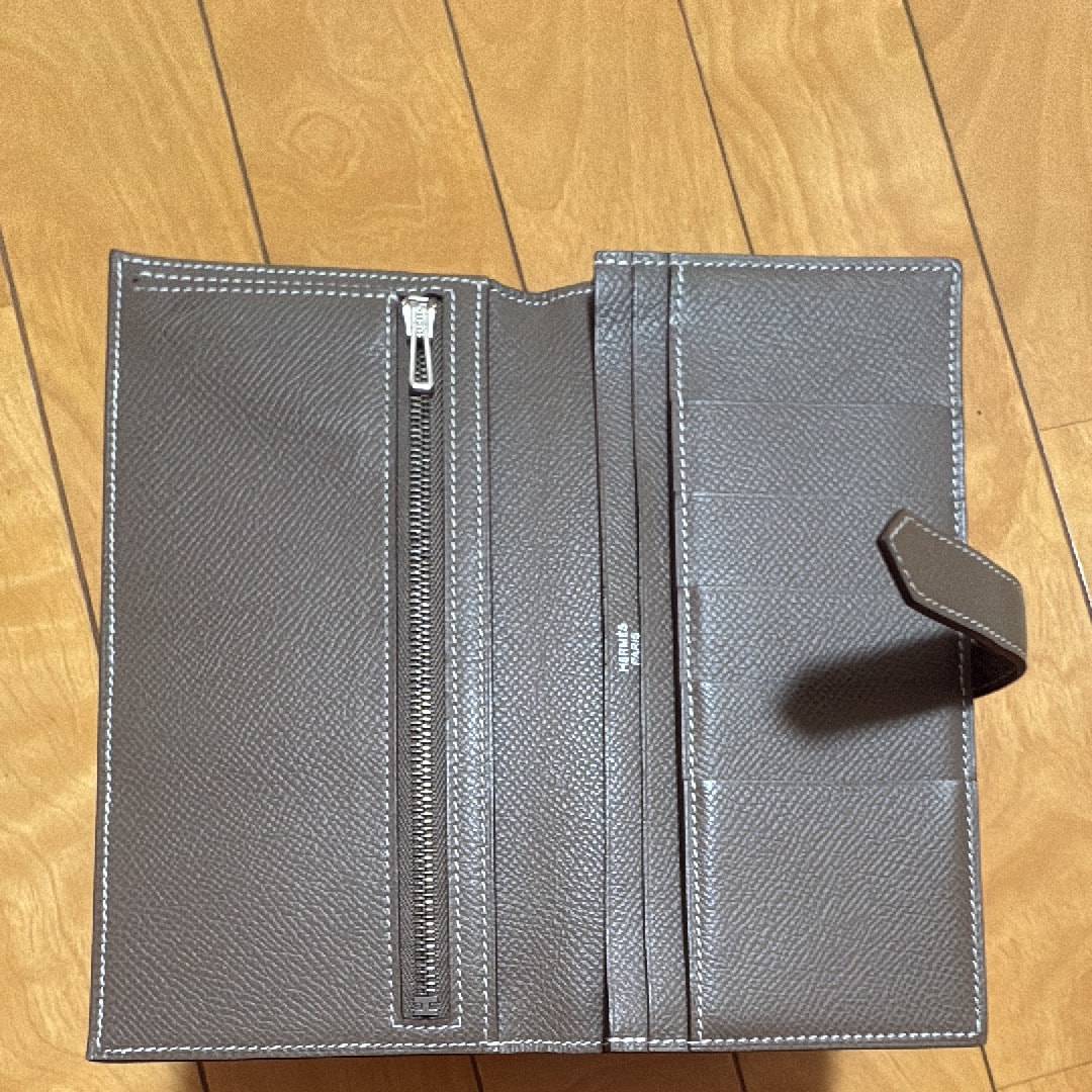 Hermes Bearn Soufflet Veau Madame "Etoupe/Silver"