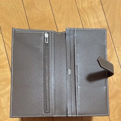 Hermes Bearn Soufflet Veau Madame "Etoupe/Silver"