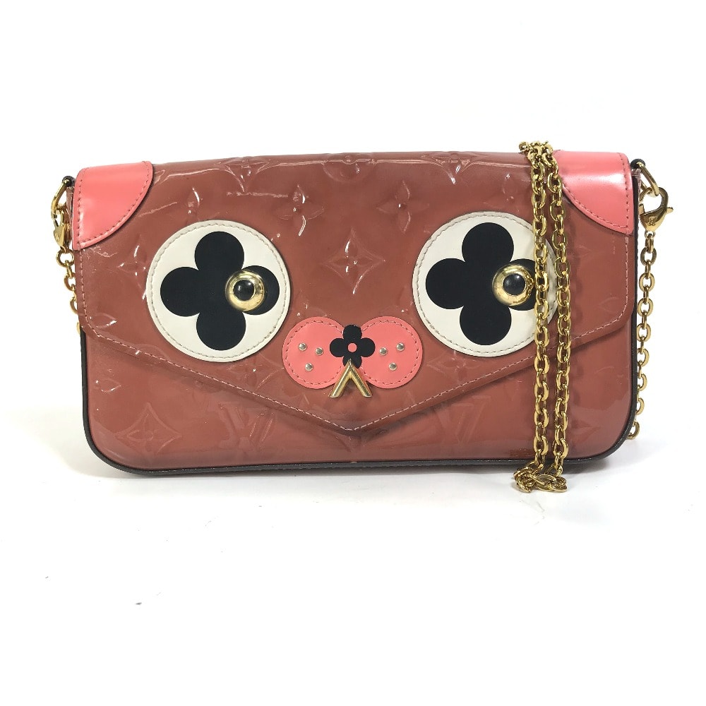 ルイヴィトン LOUIS VUITTON ポシェット・フェリシー M62767 モノグラムヴェルニ チェーンウォレット 長財布 ロングウォレット ショルダーバッグ パテントレザー ピンク