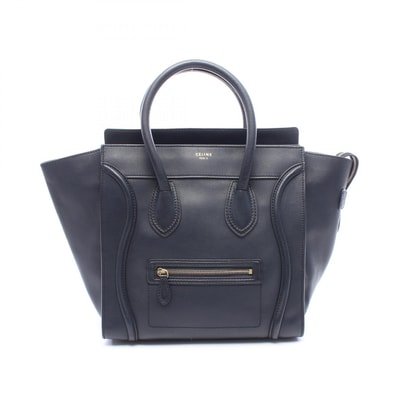 セリーヌ CELINE ラゲージ ミニショッパー ハンドバッグ バッグ レザー レディース ネイビー系 【中古】