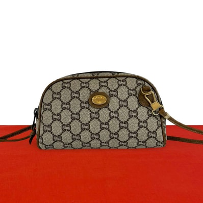 GUCCI グッチ グッチプラス ロゴ 柄 金具 レザー PVC ショルダーバッグ ブラウン
16753