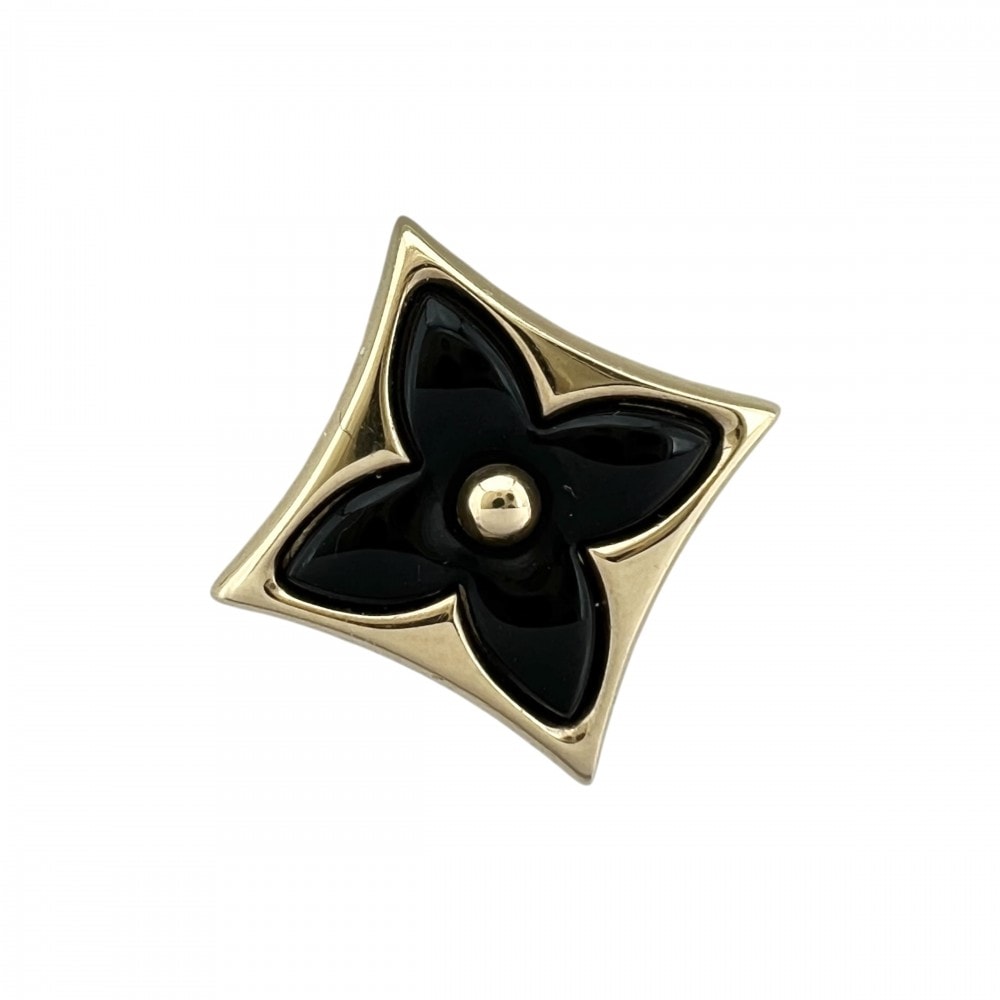 LOUIS VUITTON ルイヴィトン ピアス スター カラー ブロッサム BB ジュエリー アクセサリー Au750 18金 PG K18イエローゴールド    オニキス Q16639 ブラック 黒 レディース 約1.8g【中古品】