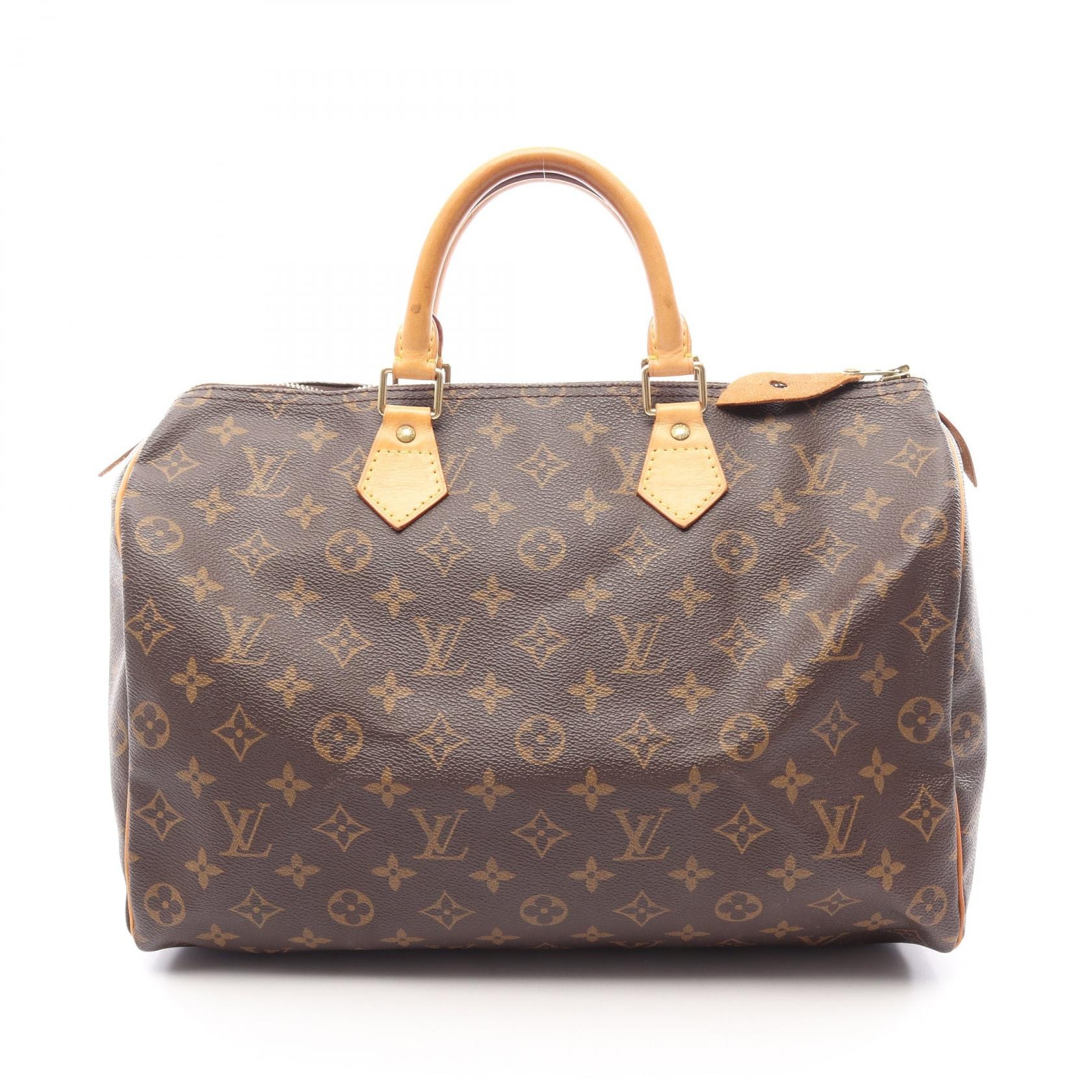 ルイ・ヴィトン LOUIS VUITTON スピーディ35 ハンドバッグ バッグ PVCコーティングキャンバス レザー モノグラム レディース ブラウン系 M41524 【中古】