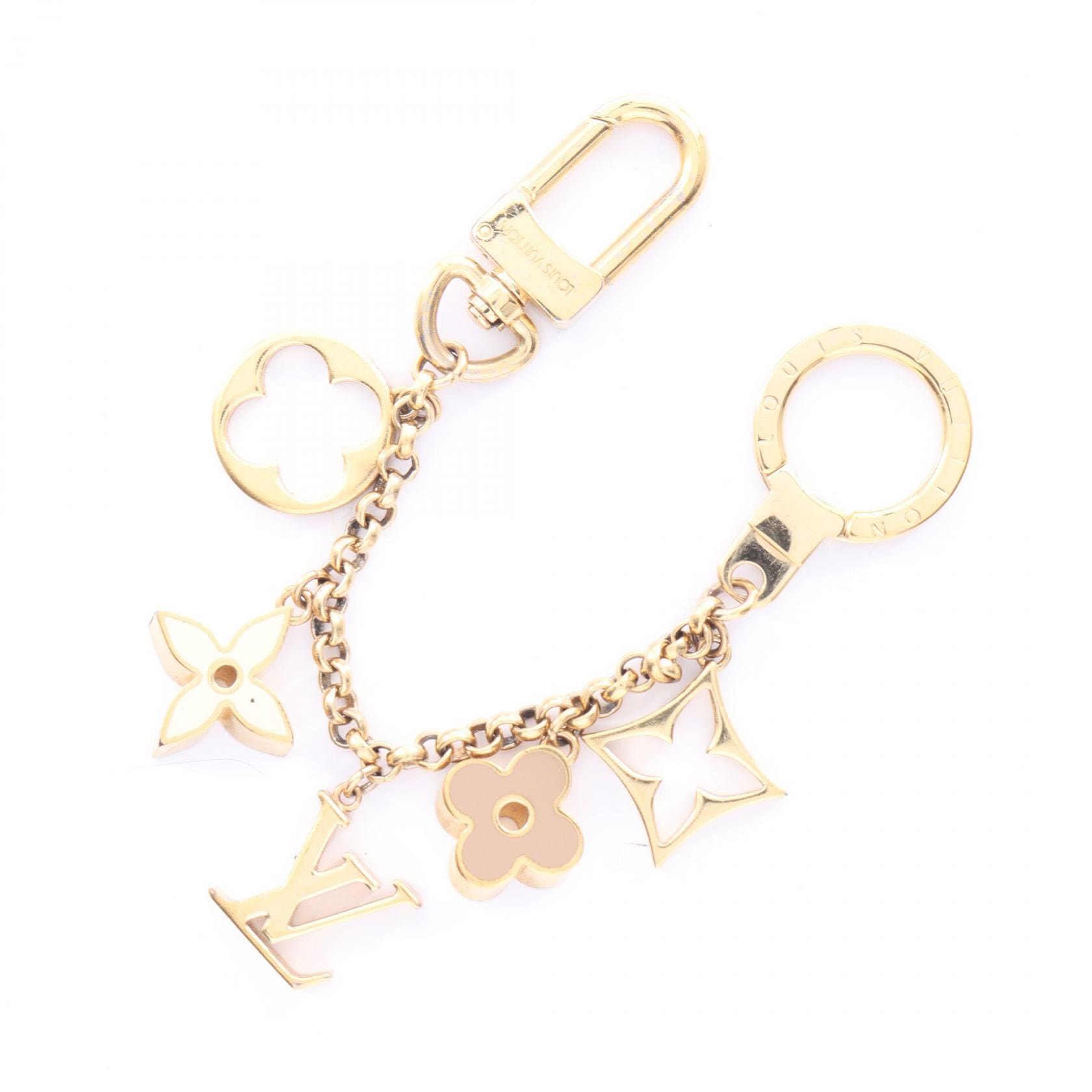 ルイ・ヴィトン LOUIS VUITTON バッグチャーム チェーン フルール ドゥ モノグラム キーホルダー アクセサリー GP レディース ゴールド系 / アイボリー系 / ピンク系 M65111 【中古】