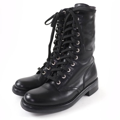 極美品 シャネル ショートブーツ ブラック レディース 38 G29132