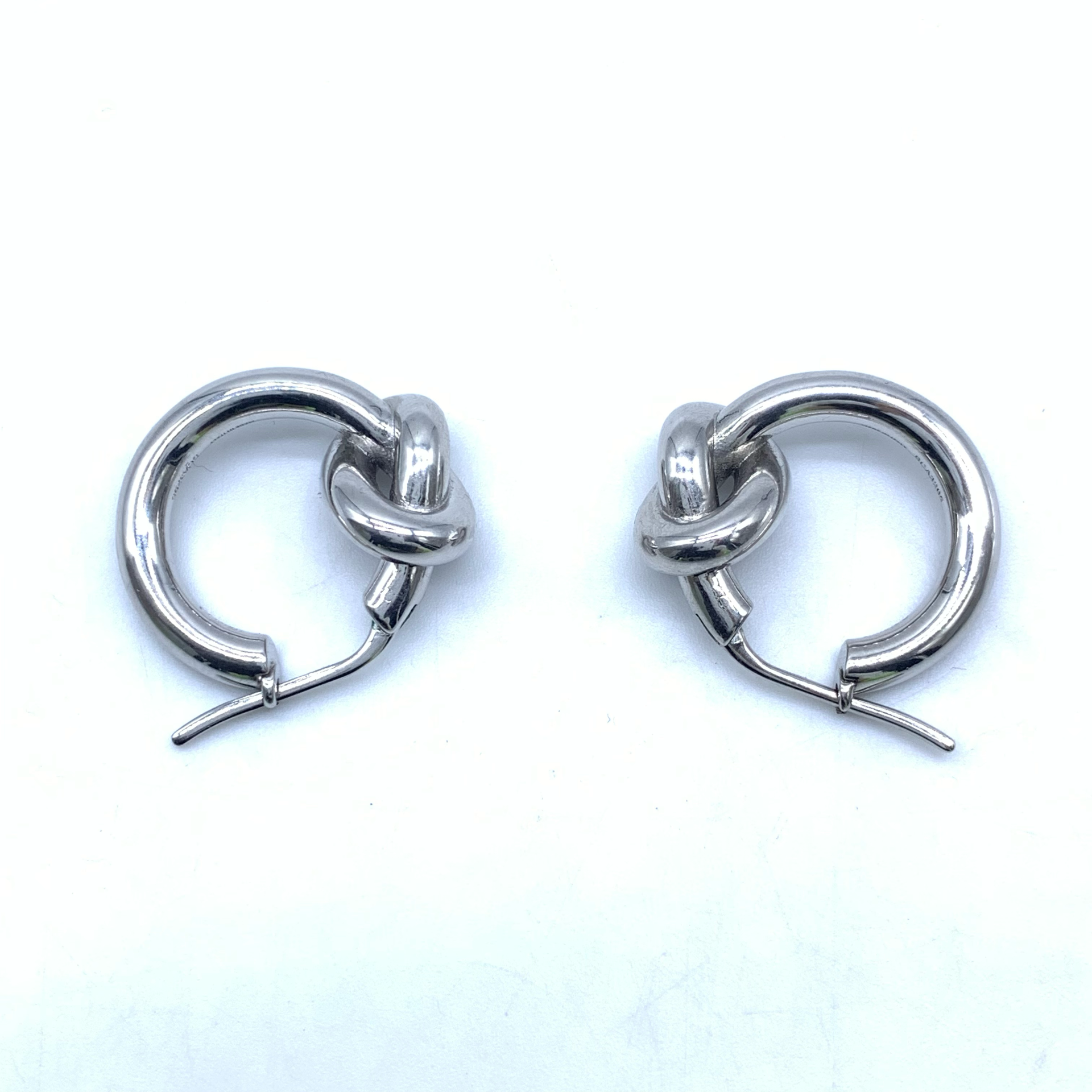CELINE Knot Small Hoops In Brass With Rhodium Finish "Silver"