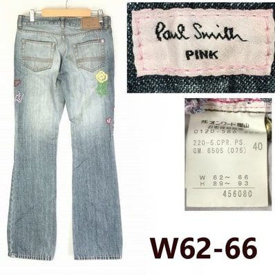 ポールスミス ピンク★刺繍/ブーツカット/デニムパンツ【40/レディースL】ボタンフライ/Paul Smith PINK/ジーンズ/ズボン◆TBF419