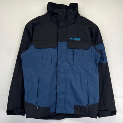 古着 コロンビア Columbia マウンテンジャケット オムニテック アウトドア ワンポイントロゴ刺繍デザイン S ブラック メンズ