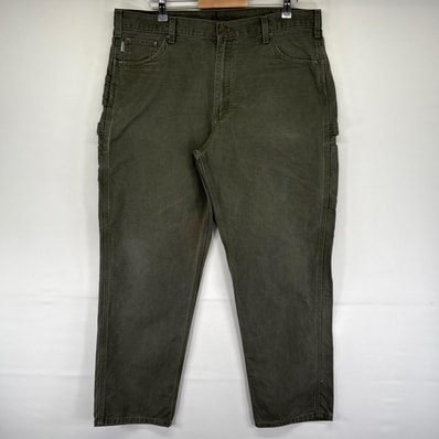 古着 カーハート Carhartt ダック パンツ ペインター ワークパンツ ワンポイントロゴ 大きいサイズ W40 L32 グリーン系 メンズ