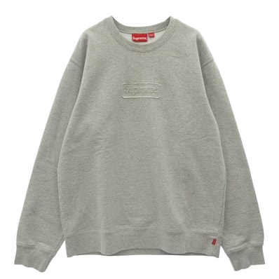 Supreme シュプリーム スウェット 20SS Cutout Logo Crewneck カットアウトボックスロゴ クルーネック スウェット トレーナー グレー系 L【中古】