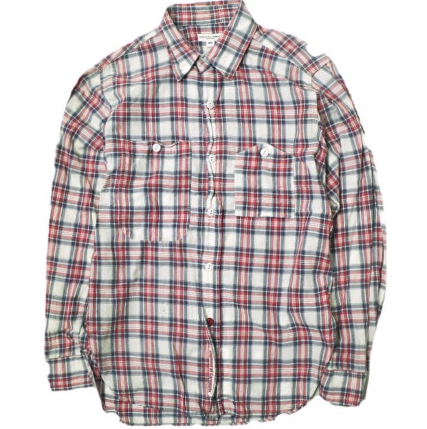 Engineered Garments エンジニアードガーメンツ アメリカ製 Work Shirt - Madras Plaid マドラスチェックワークシャツ XS White/Navy/Red 長袖 トップス g22006