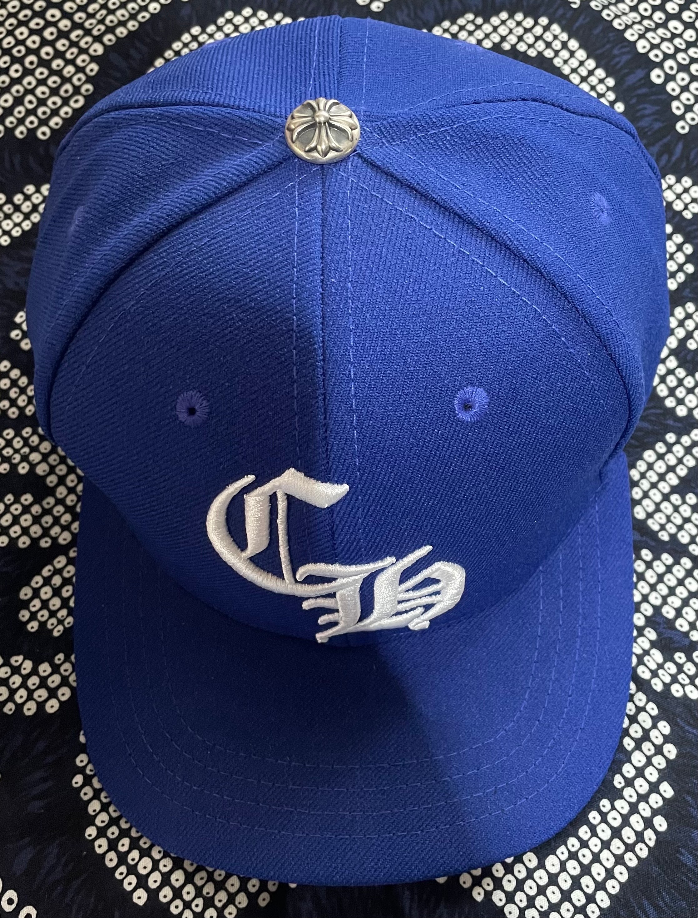 Chrome Hearts 6 Panel On Field CH White Baseball Cap "Blue/Green"