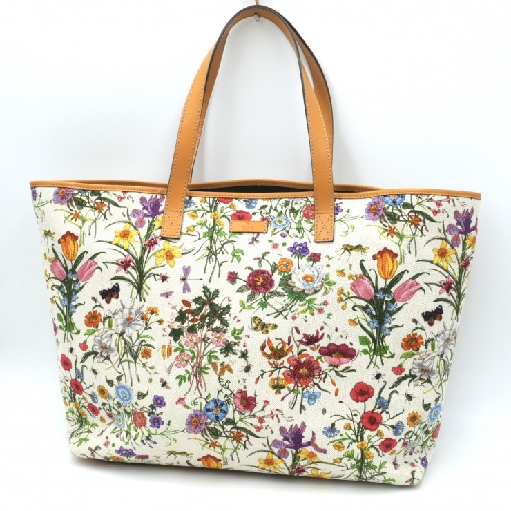 GUCCI(グッチ)フローラ トートバッグ フラワープリント キャンバス レザー マルチカラー レディース 257245【中古】