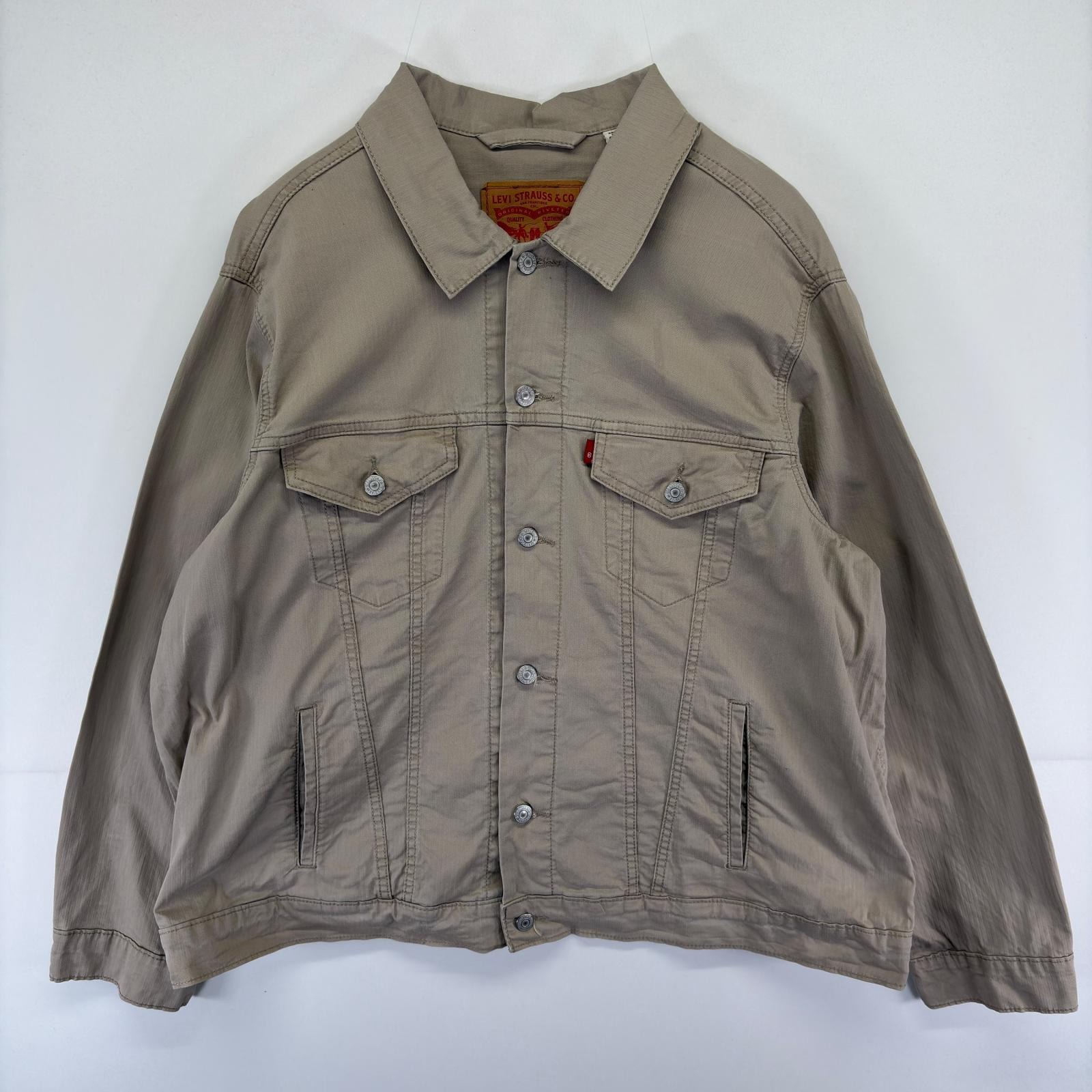 古着 リーバイス Levi's ヘリンボーン ジャケット 3rdタイプ 大きいサイズ トラッカージャケット 2XL  ベージュ系 メンズ