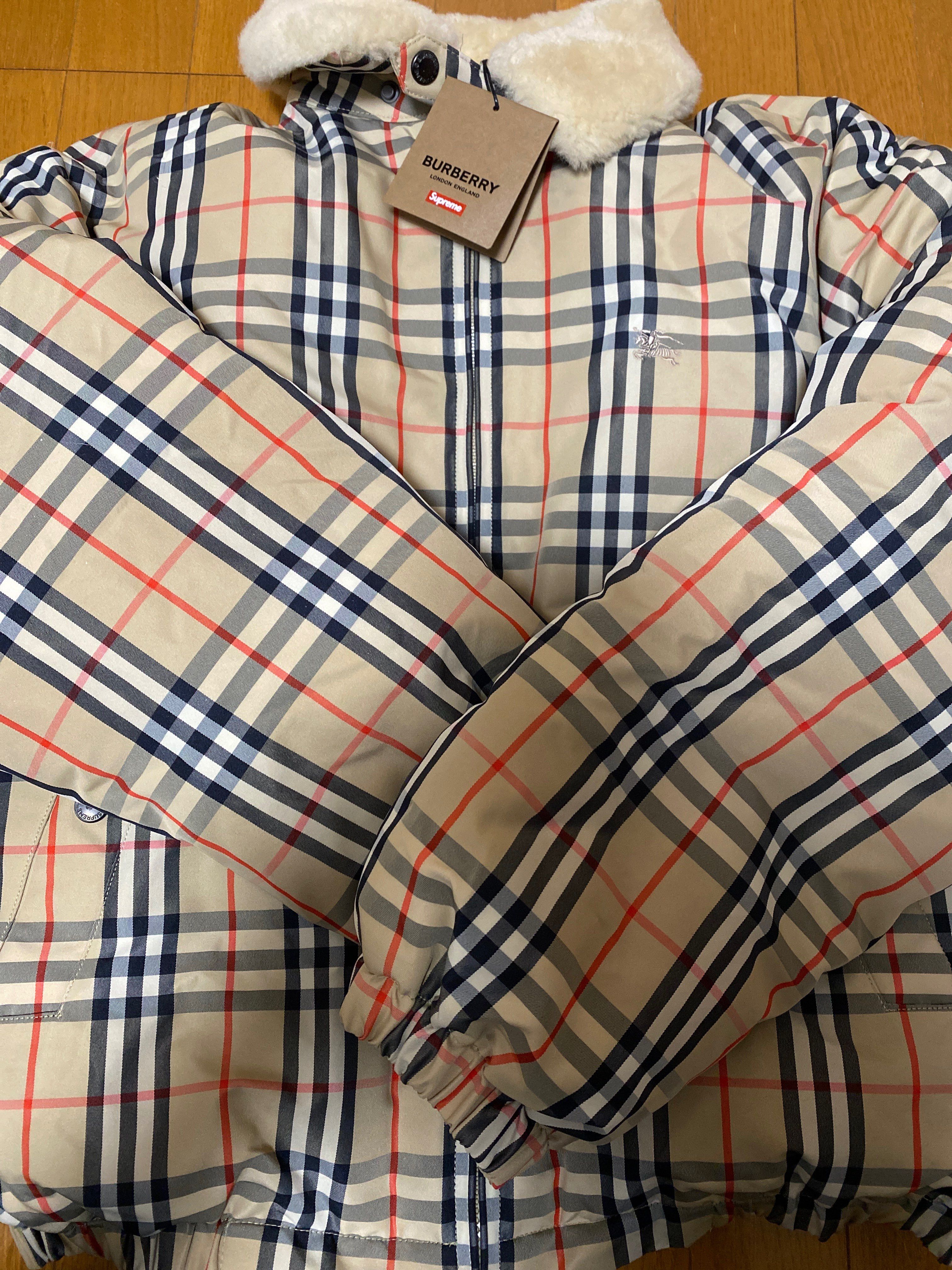 Supreme / Burberry Shearling Collar Down Puffer Jacket "Beige"