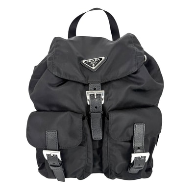 PRADA プラダ リュック バックパック 肩掛け 1BZ677 ナイロン ブラック 黒 シルバー金具 レディース【中古品】
