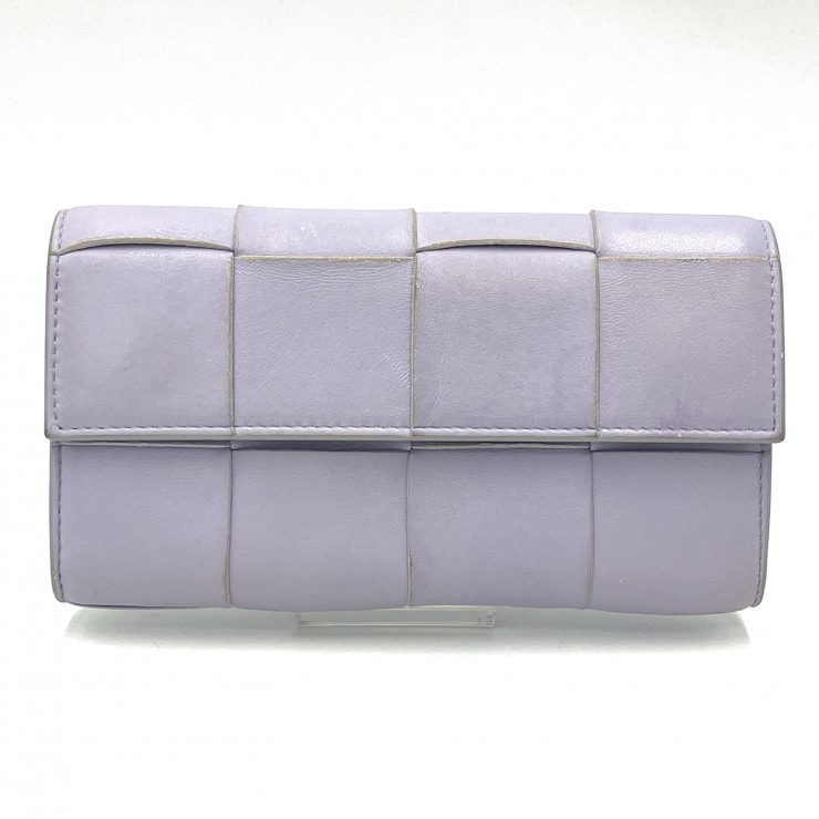 BOTTEGA VENETA(ボッテガヴェネタ)カセット コンチネンタルウォレット 長財布 パープル ラムレザー ゴールド レディース【中古】